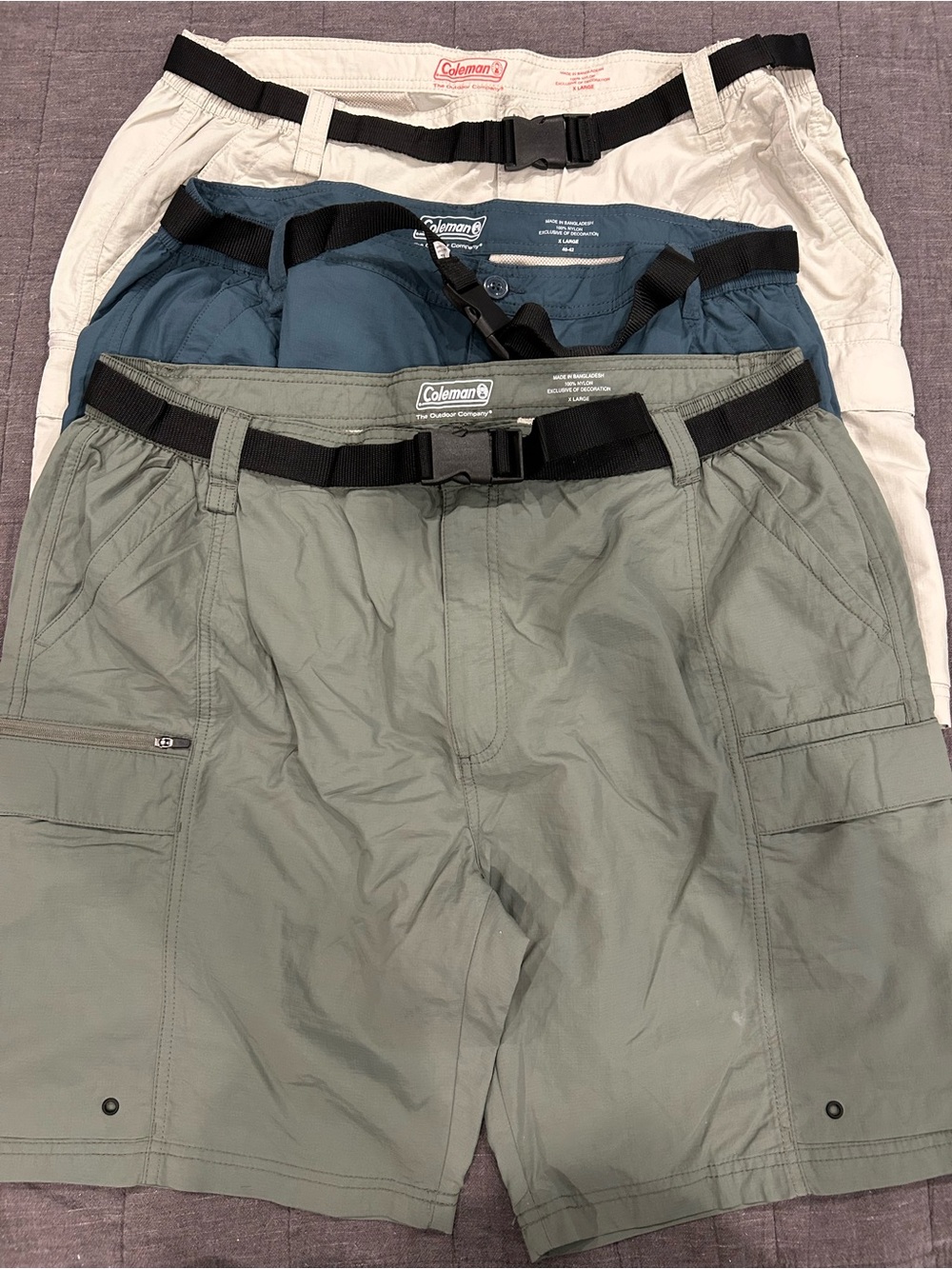 Coleman Men’s Cargo Pants Trio bundle in Olive, Blue, and Cream
